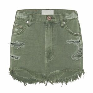 One Teaspoon Green Distressed Mini Skirt